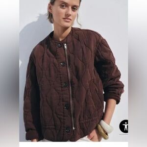 New With Tags Zara Women's Quilted Bomber Jacket in Brown